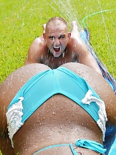 Awesome Mega Attractive Ass Angel Gets Her Black Booty Filled Hard In These Public Wet Fuck Pictures