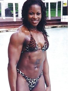 Muscle Black Women Ebony Spreading Close Up
